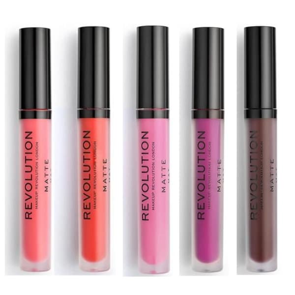 Matte läppglans - Makeup Revolution - 5-pack - Vegan - Ultra-pigmenterad - Satchälsfinish
