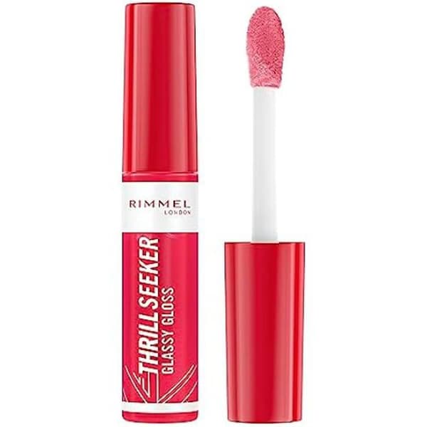 Rimmel Thrillseeker Glassy Gloss 600 Berry Glaze, Hydrating Shine, Hyaluronsyra, Antioxidant Complex, Non-sticky, Chunky