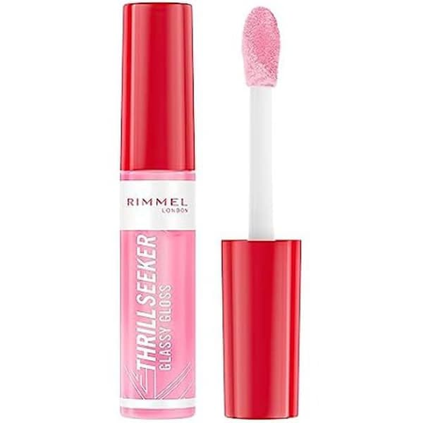 Rimmel Thrillseeker Glassy Gloss 150 Pink Candy, Hydrating Shine, Hyaluronsyra, Antioxidant Complex, Non-sticky,