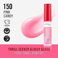 Miniatyrbild 2 av 2: Rimmel Thrillseeker Glassy Gloss 150 Pink Candy, Hydrating Shine, Hyaluronsyra, Antioxidant Complex, Non-sticky,
