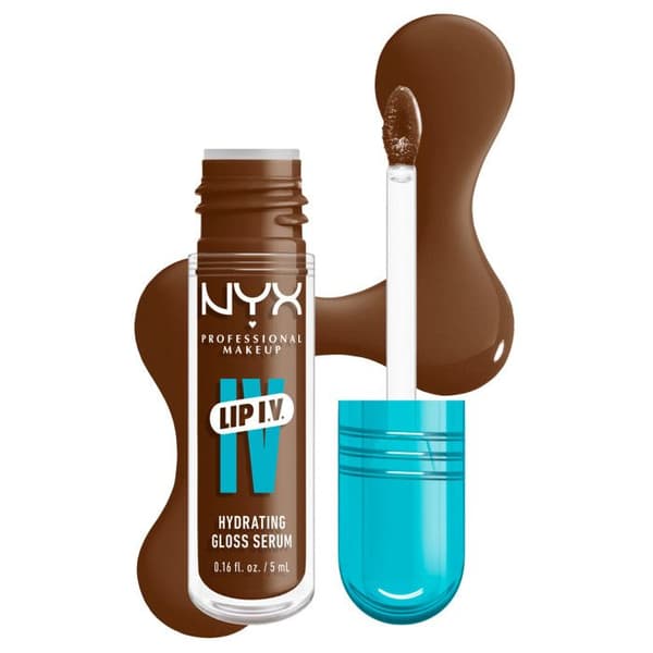 NYX Professional Makeup, Lip IV, Gloss, upp till 12h hydrering, högpigmenterad, glänsande finish, Cocoa Quench!