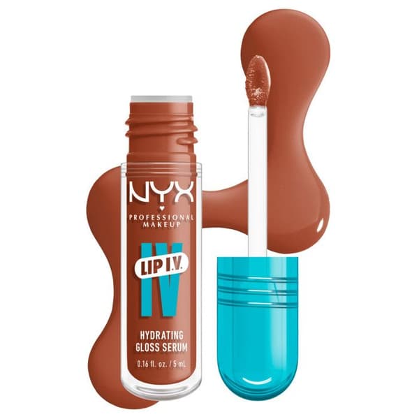 NYX Professional Makeup, Lip IV, Gloss, upp till 12h fukt, högpigmenterad, glänsande finish, Karamellspill