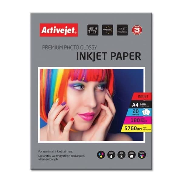 Activejet AP4-180G20 Vitglans A4 fotopapper