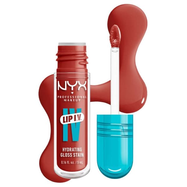NYX Professional Makeup, Lip IV, Gloss, upp till 12 timmars återfuktning, högt pigmenterad, glansig finish, Burst That Tang!