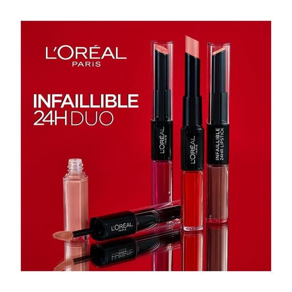 Läppstift - L'Oréal - Infaillible Duo 701 - 24h hållbarhet - Intensiv färg - Fuktgivande balm