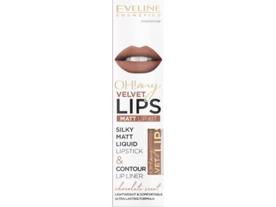 EVELINE_Oh My Lips Liquid Matt Lipstick&amp;Contour Lip Liner matte lipstick and lip liner 4.5ml+1pc 14 Choco Truffle