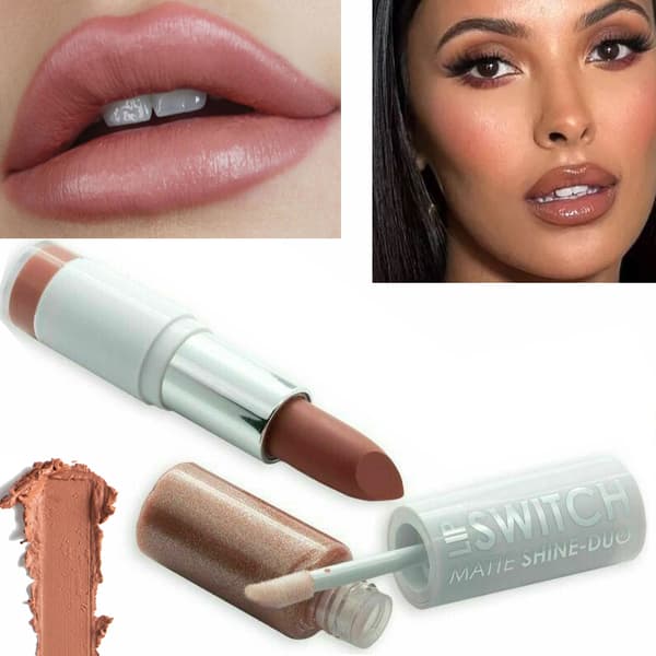 MUA Lip Switch Matte Shine Duo Lipstick+Lip Gloss-Brown Bay