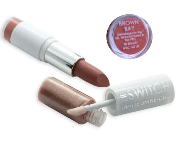 MUA Lip Switch Matte Shine Duo Lipstick+Lip Gloss-Brown Bay