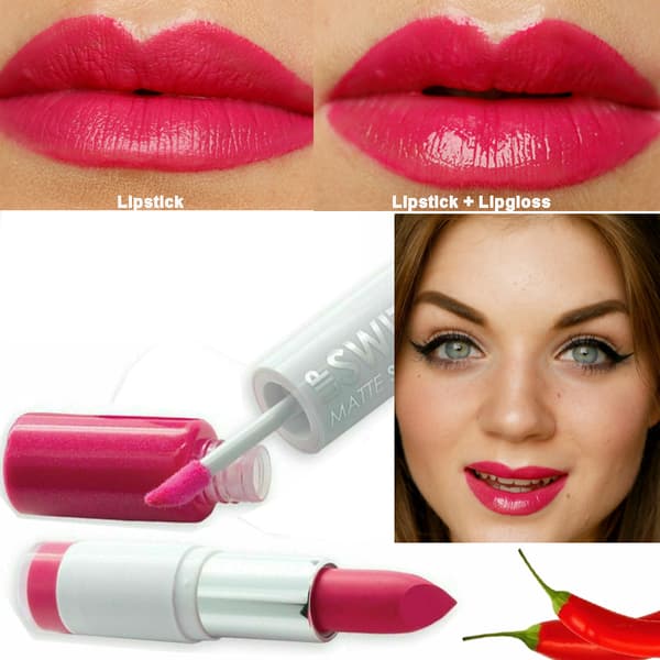 MUA Lip Switch Matte Shine Duo Lipstick+Lip Gloss-Hot Fuchsia