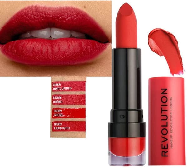 Revolution Makeup Vegan & Cruelty Free Matte Lipstick-Cherry