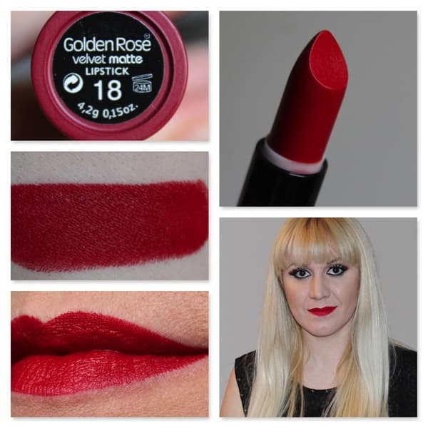 Golden Rose Velvet Matte Lipstick #18 Old Rose Red