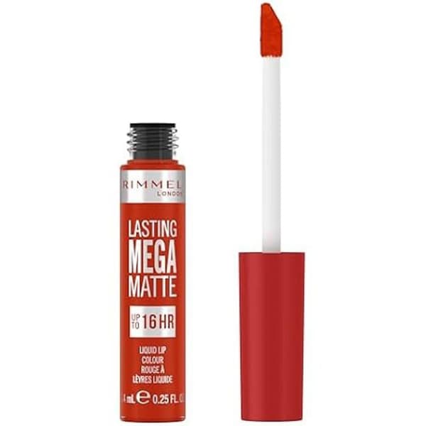 Rimmel London Lasting Mega Matte Liquid Lipstick, Långvarig, Återfuktande, Vegan Formula - 920 - Scarlet Flames, 7,4 ml
