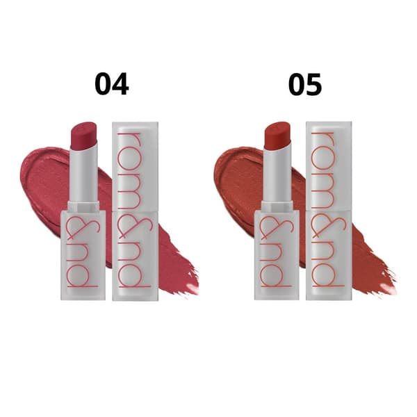 2 kpl mattahuulipunaa rom&nd Zero Matte Lipstick 2 x 3g: 04 Ennen auringonlaskua + 05 Illalla