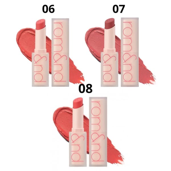 3 matt läppstift set rom&nd Zero Matte Lipstick 3 x 3 g: 06 Awesome + 07 Envy me + 08 Adorable