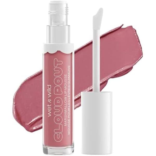 wet n wild, Mousse à Lèvres Cloud Pout Marshmallow, Flytande Mat Läppstift, Icke-Torkande och Långvarig Formel, med Olja