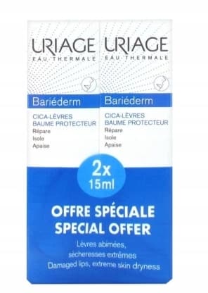URIAGE BARIEDERM Läppbalsam mot nariga läppar 2x15 ml