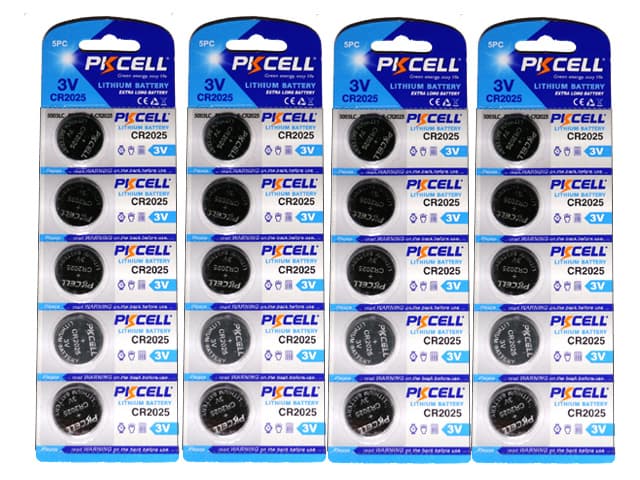 CR2025 20-pack Lithium batterier CR 2025 3V PKCell batteri