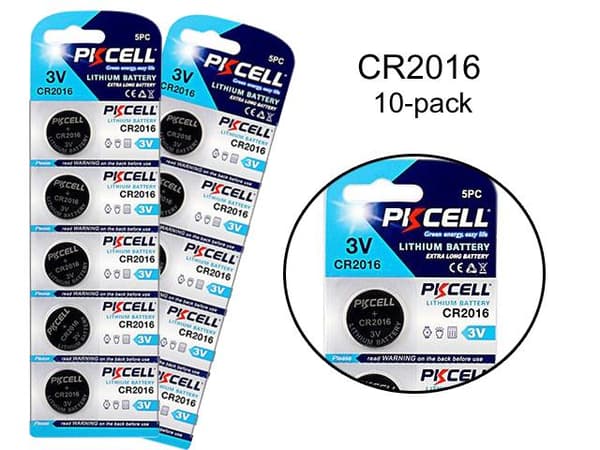 CR2016 10-pack Lithium nya batterier CR 2016 3V PKCell batteri