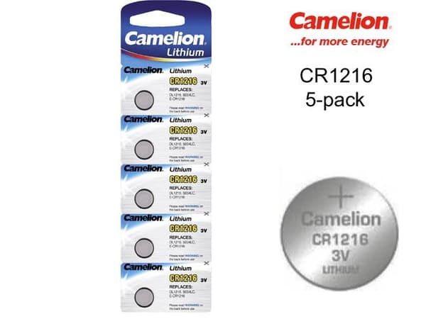 CR1216 5-pack Lithium batterier Camelion CR 1216 3V batteri