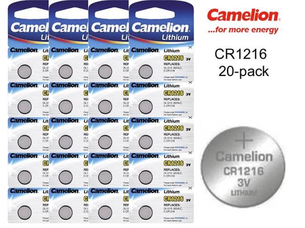 CR1216 20-pack Lithium batterier Camelion CR 1216 3V batteri