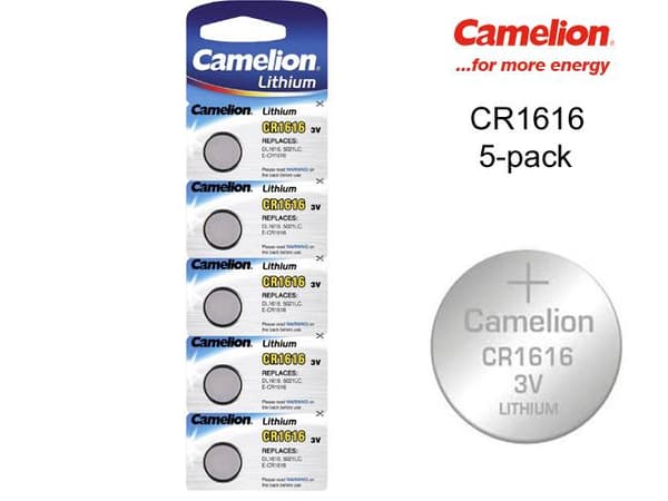 CR1616 5-pack Lithium batterier Camelion CR 1616 3V batteri