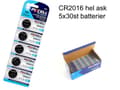 Miniatyrbild 1 av 5: CR2016 150-pack Lithium batterier CR 2016 3V PKCell batteri