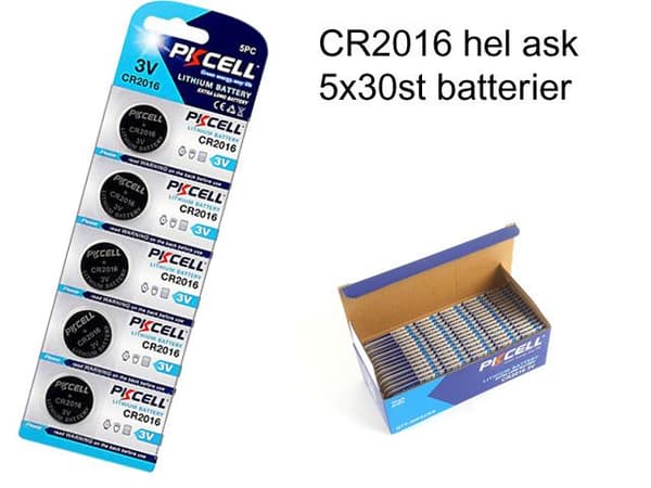 CR2016 150-pack Lithium batterier CR 2016 3V PKCell batteri