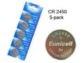 Miniatyrbild 1 av 3: CR2450 5-pack Lithium batteri CR 2450 3V Eunicell batterier