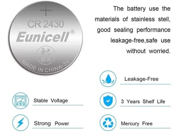 CR2430 10-pack Lithium batteri CR 2430 3V Eunicell batterier .
