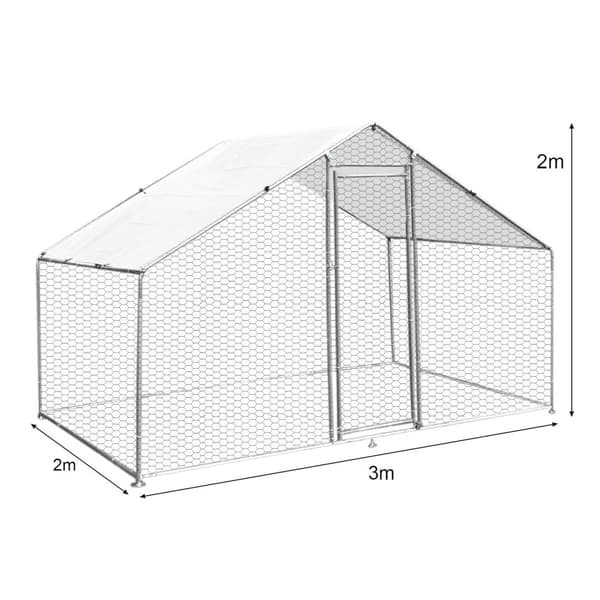Kyllingefarm med vandtæt tag 3 m x 2 m x 2 m