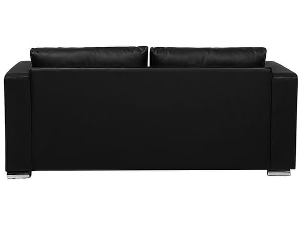 Soffgrupp 3+2+1 Svart Läder Kromade ben 3-sits Loveseat Modern Vardagsrum