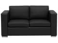 Miniatyrbild 7 av 11: Soffgrupp 3+2+1 Svart Läder Kromade ben 3-sits Loveseat Modern Vardagsrum