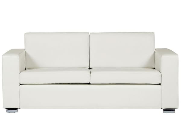 Soffgrupp 3 + 2 + 1 Vit Split Läder Kromade Ben 3-sits Soffa 2-sits Soffa Fåtölj