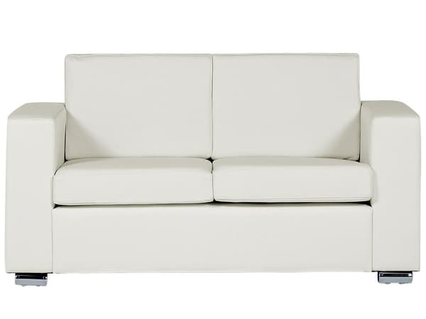 Soffgrupp 3 + 2 + 1 Vit Split Läder Kromade Ben 3-sits Soffa 2-sits Soffa Fåtölj