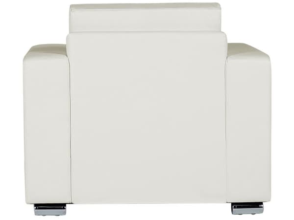 Soffgrupp 3 + 2 + 1 Vit Split Läder Kromade Ben 3-sits Soffa 2-sits Soffa Fåtölj