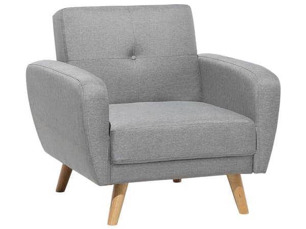 Soffgrupp Grå Tyg 3 + 2 + 1 sits Fotpall Sovfunktion Retro Vardagsrum
