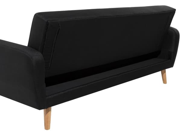 Soffgrupp Svart Tyg 3 + 2 + 1 sits Fotpall Sovfunktion Retro Vardagsrum
