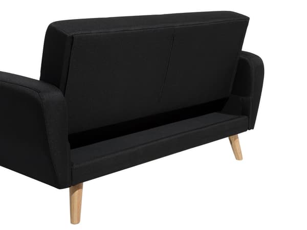 Soffgrupp Svart Tyg 3 + 2 + 1 sits Fotpall Sovfunktion Retro Vardagsrum