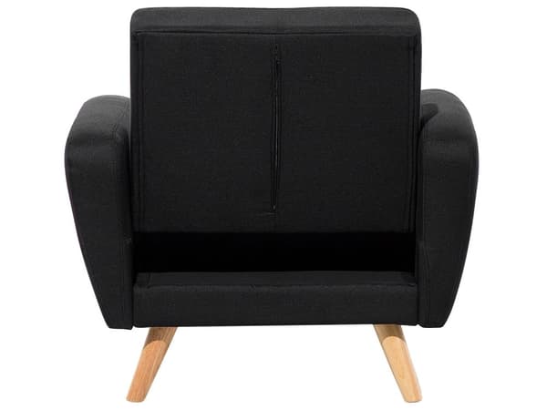 Soffgrupp Svart Tyg 3 + 2 + 1 sits Fotpall Sovfunktion Retro Vardagsrum