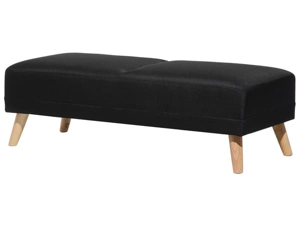 Soffgrupp Svart Tyg 3 + 2 + 1 sits Fotpall Sovfunktion Retro Vardagsrum