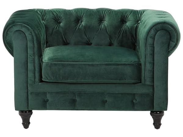 Sohvaryhmä vihreä neljälle samettiverhoilu chesterfield sohva nojatuoli