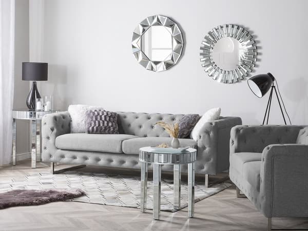 Sofasæt grå 3 + 2 chesterfield quiltet glamour