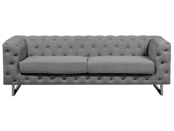 Sofasæt grå 3 + 2 chesterfield quiltet glamour