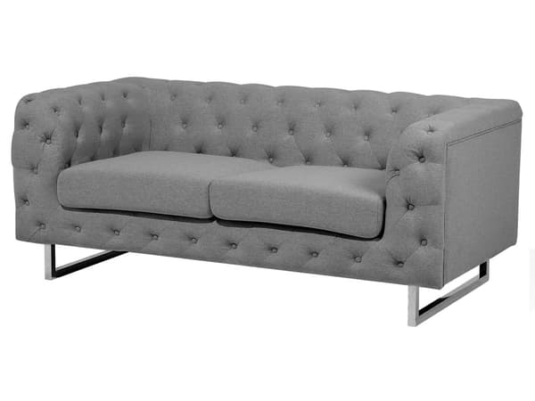 Sofasæt grå 3 + 2 chesterfield quiltet glamour