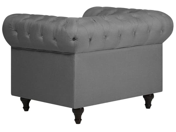 Chesterfield Sofasæt Lysegrå Stof med Sorte Træben 4 Personers Bredt Tyk Polstret Knap Tuftet Venetiansk Barok stil Stue Moderne Dekoration