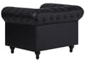 Miniatyrbillede 9 af 11: Chesterfield Sofasæt Sort Læder med Sorte Træben 4 Personers Bredt Tyk Polstret Knap Tuftet Venetiansk Barok stil Stue Moderne Dekoration