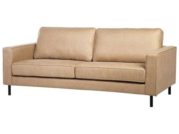 Sohvaryhmä beige keinonahka verhoiltu metallijalat neljälle tyynyt tarranauhalla moderni tyyli