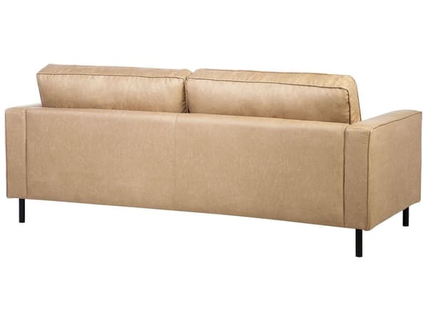 Sohvaryhmä beige keinonahka verhoiltu metallijalat neljälle tyynyt tarranauhalla moderni tyyli