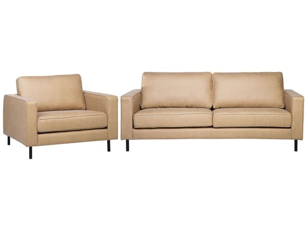 Soffset 3-sitssoffa Fåtölj Beige Konstläder Minimalistisk Modern