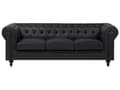 Miniatyrbild 5 av 11: Chesterfield Vardagsrumsset 3-sitssoffa + Fåtölj Svart Konstläder Mörka Träben